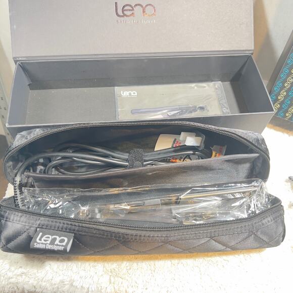 Lena Salon Designer Pro Flat Iron LN-66B New Gift Box Travel Bag Glittery Black - Picture 16 of 16